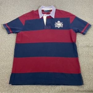 Vintage Polo Ralph Lauren Embroidered Striped Rugby Polo Shirt Size Large